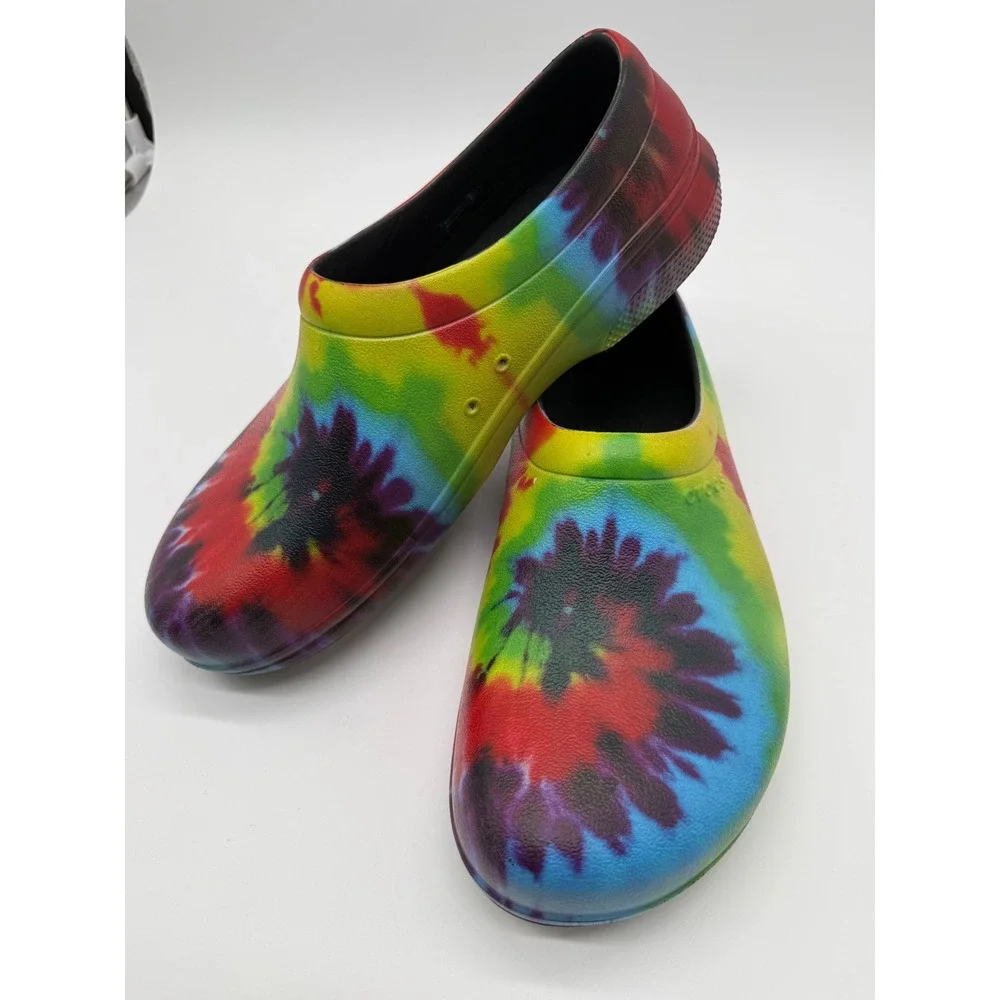 Crocs Bistro Clogs Mens 12 Color Excellent Tie Dye Slip Resistant Work Shoe